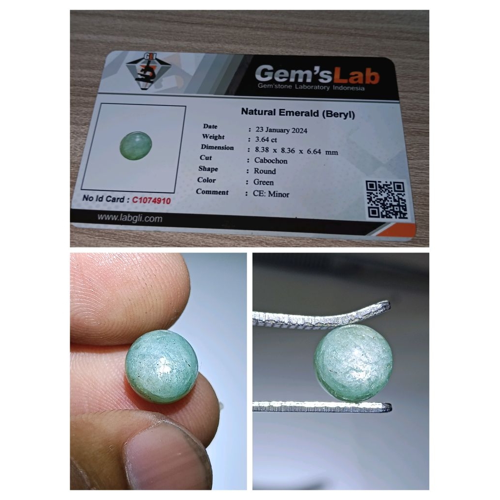 Natural Emerald beryl /Jamrud Ce - minor memo GLI