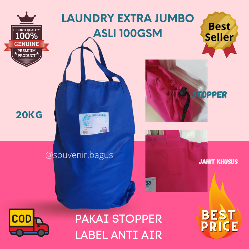 Tas Laundry Ready Jumbo Binatu Bag Tas Laundri Non Woven Tas Spunbund Besar Warna Tebal Kuat