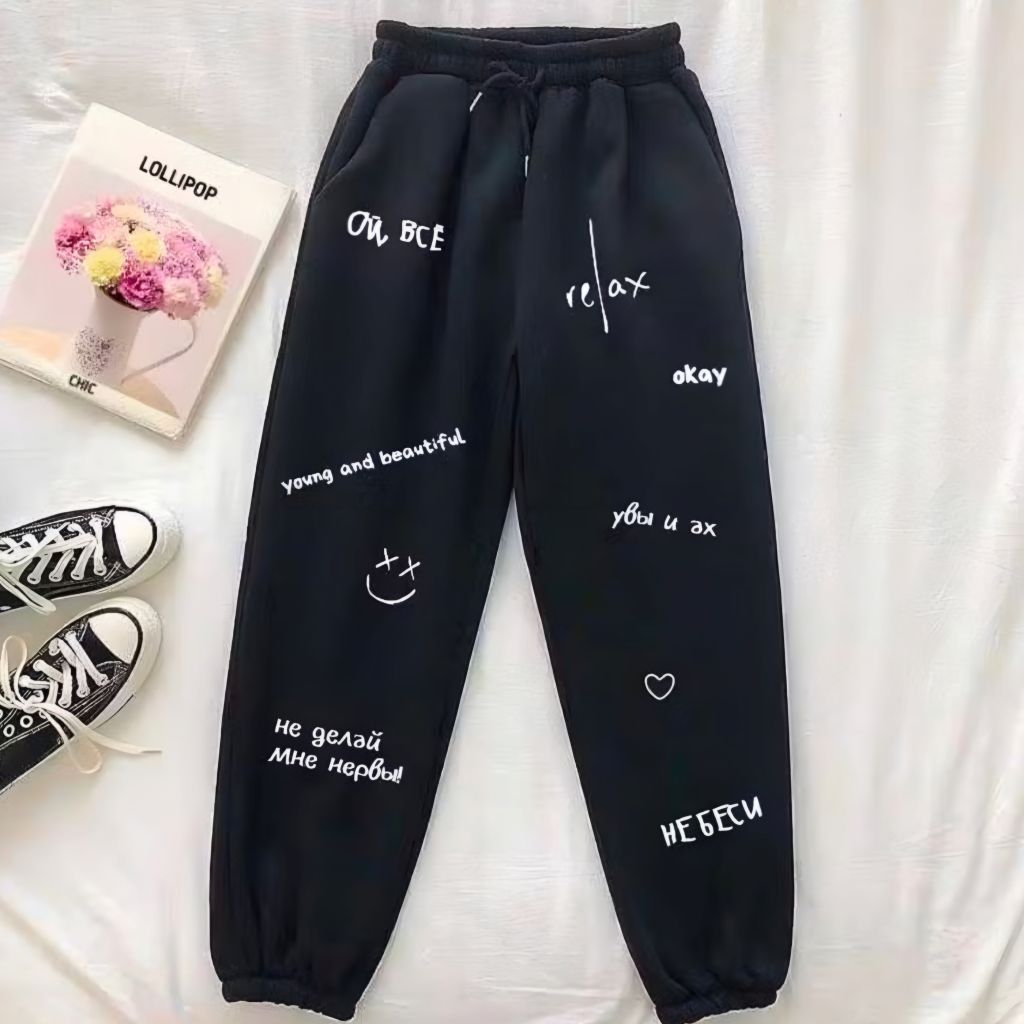 RELAX JOGGER CELANA WANITA JOGGER CELANA PANJANG WANITA SERUTY CELANA JOGGER PANJANG WANITA SWEATPAN