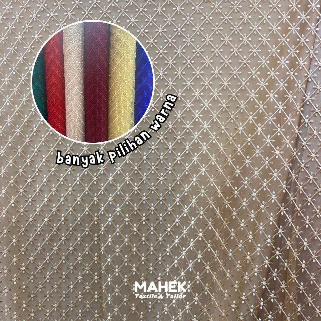 Tile Kotak Bordir / Tille Kotak Kotak / Tile Bordir Kotak Tebal / Bahan Dress Kebaya Outer / Harga p