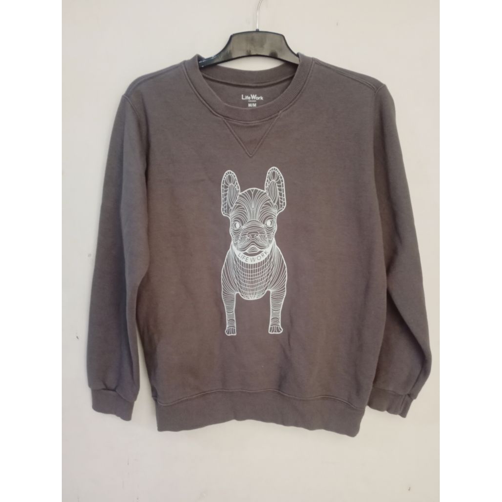 Kaos Crewneck LifeWork Abu Kecoklatan PL