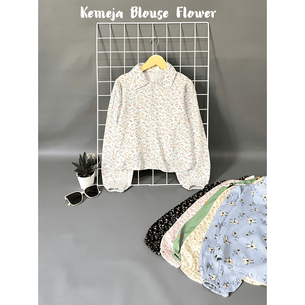 Atasan Anak Perempuan Kemeja Blouse Flower Lengan Balon