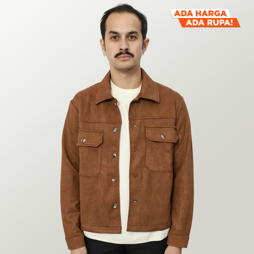Froyemul FORME SUEDE JACKET BROWN - Jaket Suede Pria Trucker Warna Cokelat