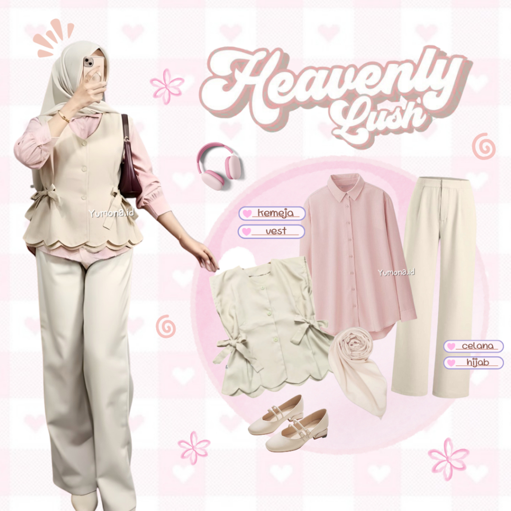 Savela Rompi Wanita Korea Style (Vest Pita, Kemeja, Celana, Hijab) One Set Wanita 4in1Kekinian - Z97