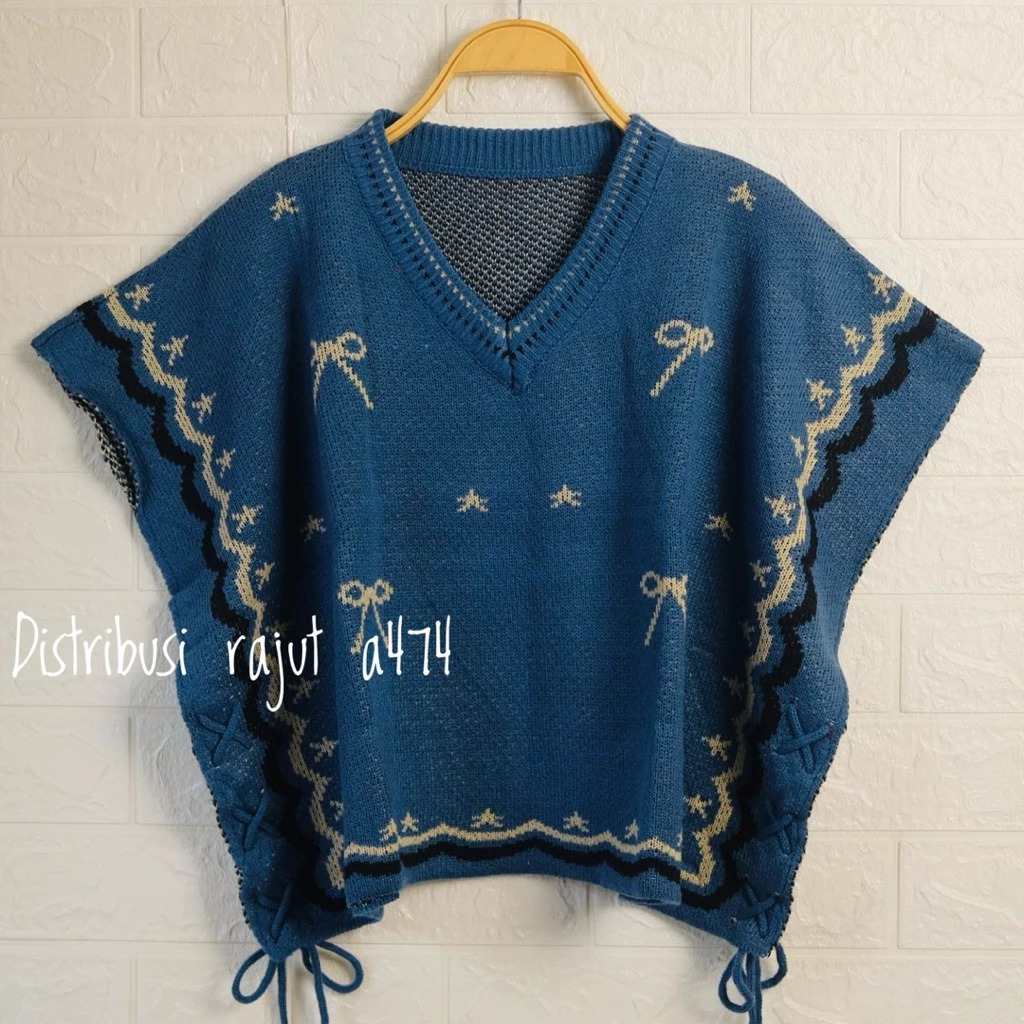 AYUNDINI VEST ROMPI RAJUT MOTIF PITA TALI DEPAN SAMPING WANITA KOREA