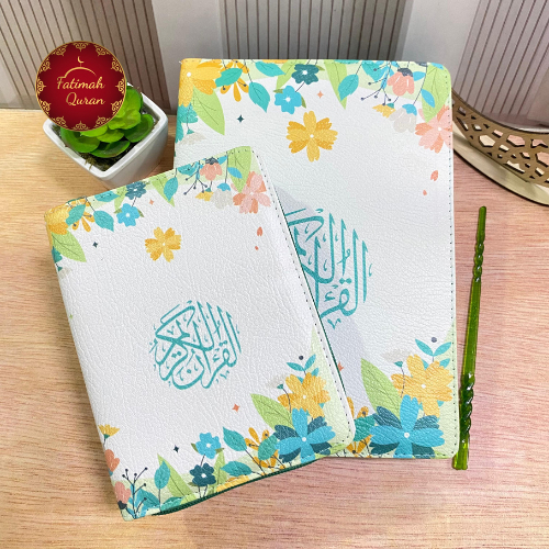 Al-Quran Wakaf Desain Hijau Daun Ukuran A5 A6 Quran Kaleb Resleting Blok Latin Tilawah
