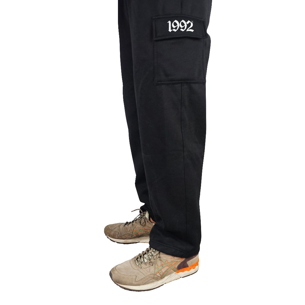 Troy Company Baggy Cargo Long Pants World Catastrophe - Celana Panjang Hitam Fleece LFC 3356
