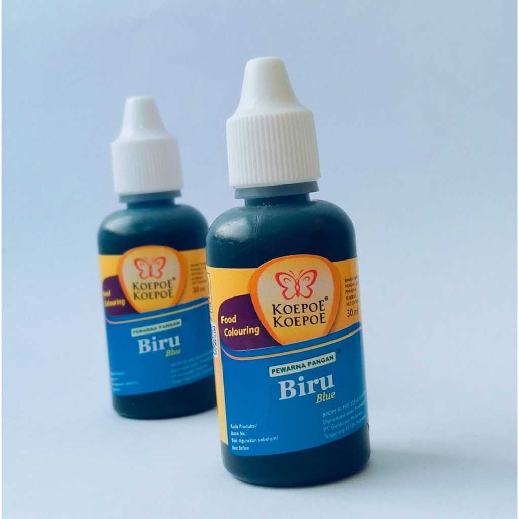 Pewarna Makanan Koepoe Koepoe | Biru | Hitam | Ungu | Merah Muda | Oranye | Kuning Muda | Kuning Tel