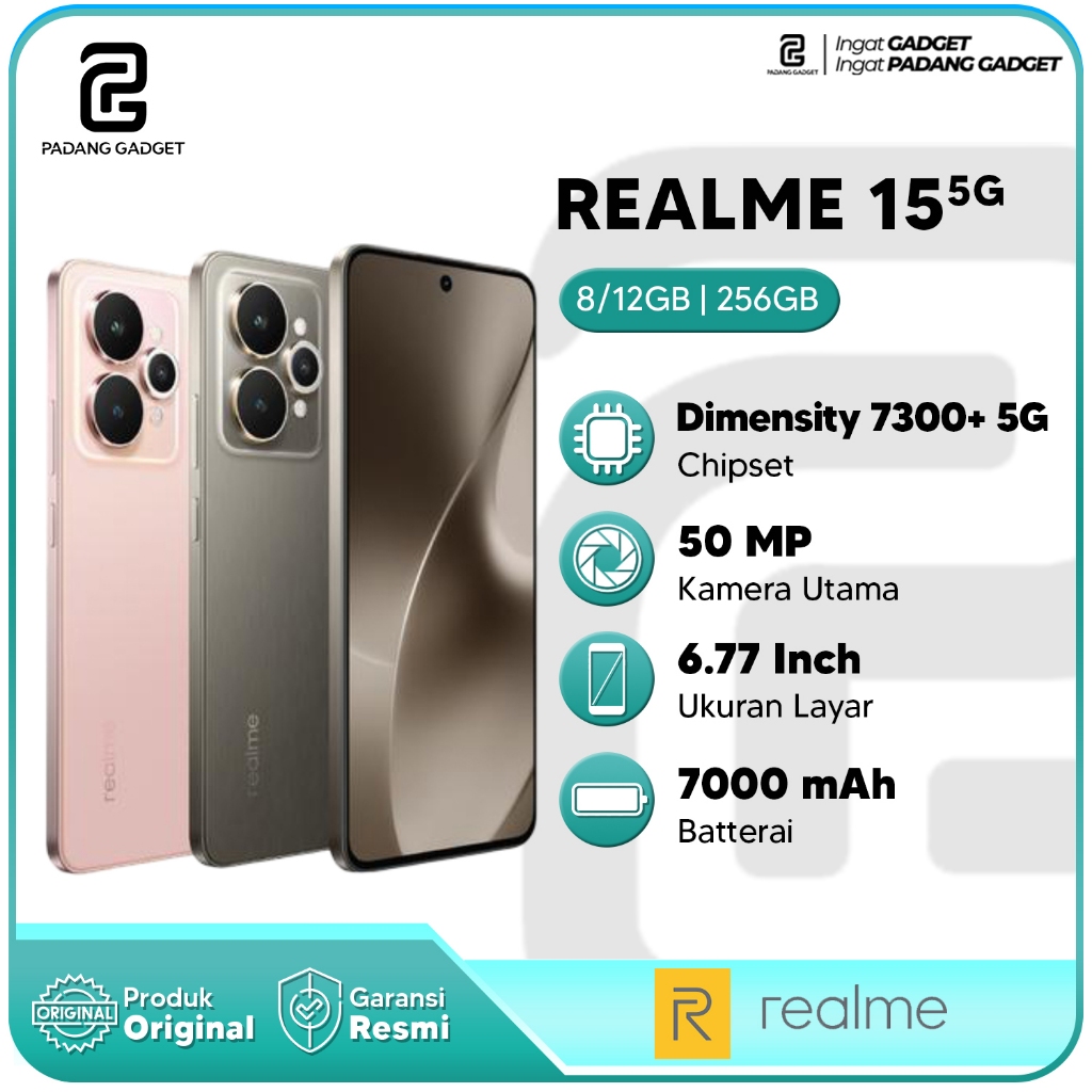 Realme 15 5G 8+10/256GB | 12+14/256GB Hp Android Smartphone Baru Original Garansi Resmi