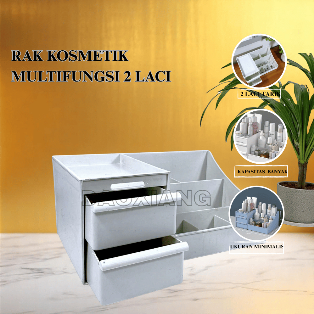 RAK KOSMETIK MAKE UP PLASTIK 2 SUSUN KOTAK PENYIMPNAN MAKE UP