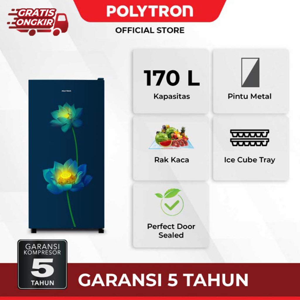 Kulkas POLYTRON 1 Pintu 170 Liter - (PRB-177)