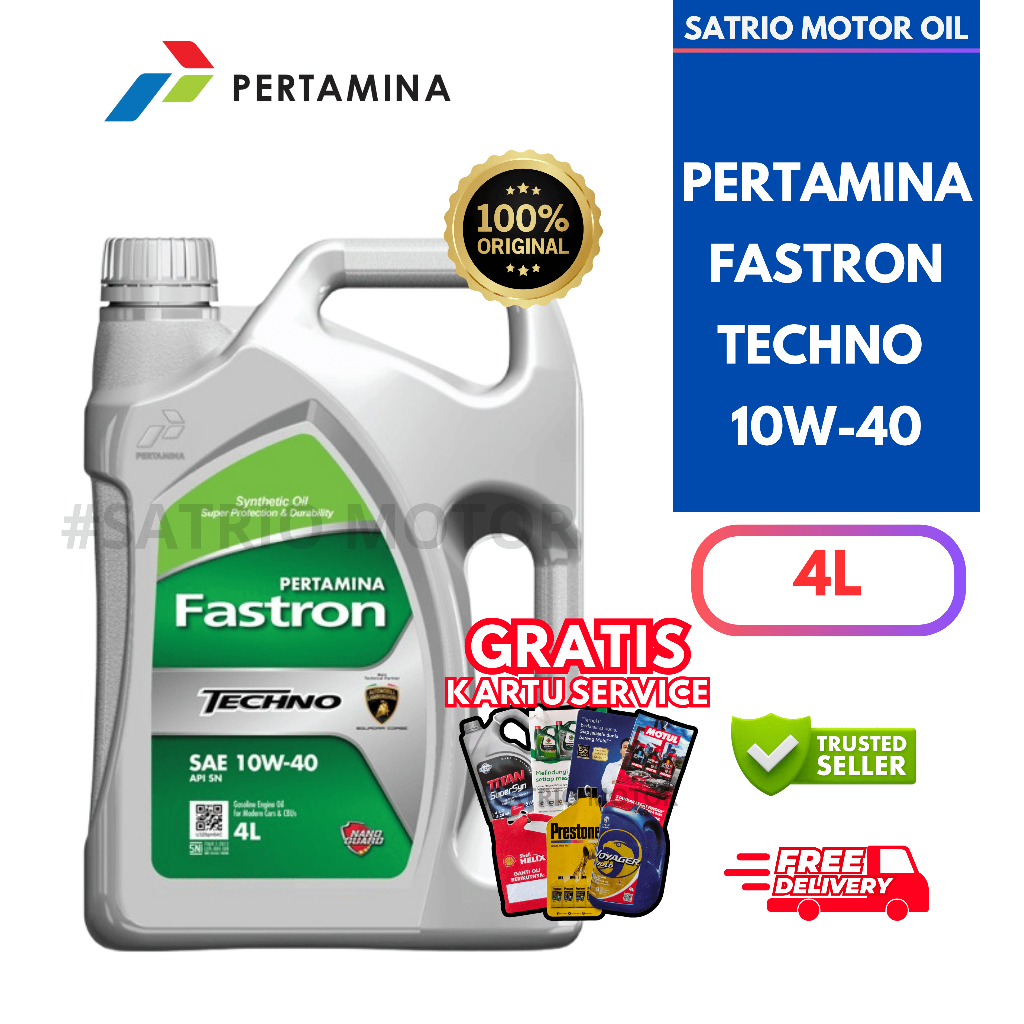 OLI MESIN MOBIL PERTAMINA FASTRON TECHNO 10W-40 4L ORIGINAL 100%