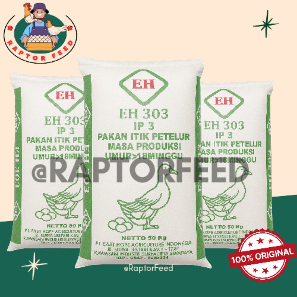 Pakan Itik/Bebek Petelur EH 303 1 KARUNG (50KG) Masa Produksi