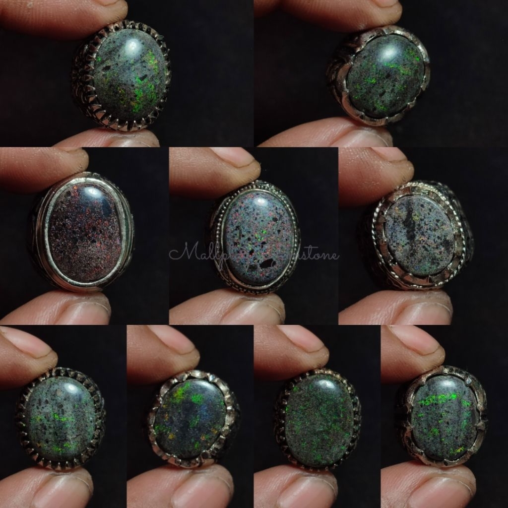 cincin andamooka  opal australia no coating natural ring alpaka / batu andamooka / opal andamooka op