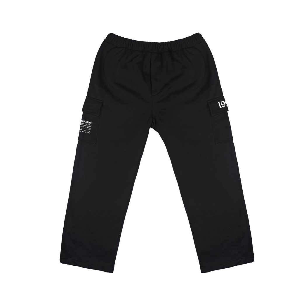 Troy Company Baggy Cargo Long Pants World Catastrophe - Celana Panjang Hitam Fleece LFC 3356