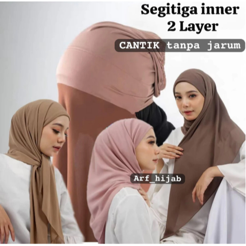 Hijab Segitiga Inner 2in 1 Ceruty babydoll / Jilbab Segitiga Instan 2 layer