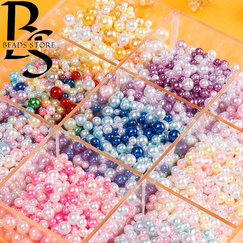 Mutiara Manik Manik Mote Mutiara Sintetis Mutiara Berat Mutiara Lubang Tembus Ukuran 3mm/4mm/5mm/6mm