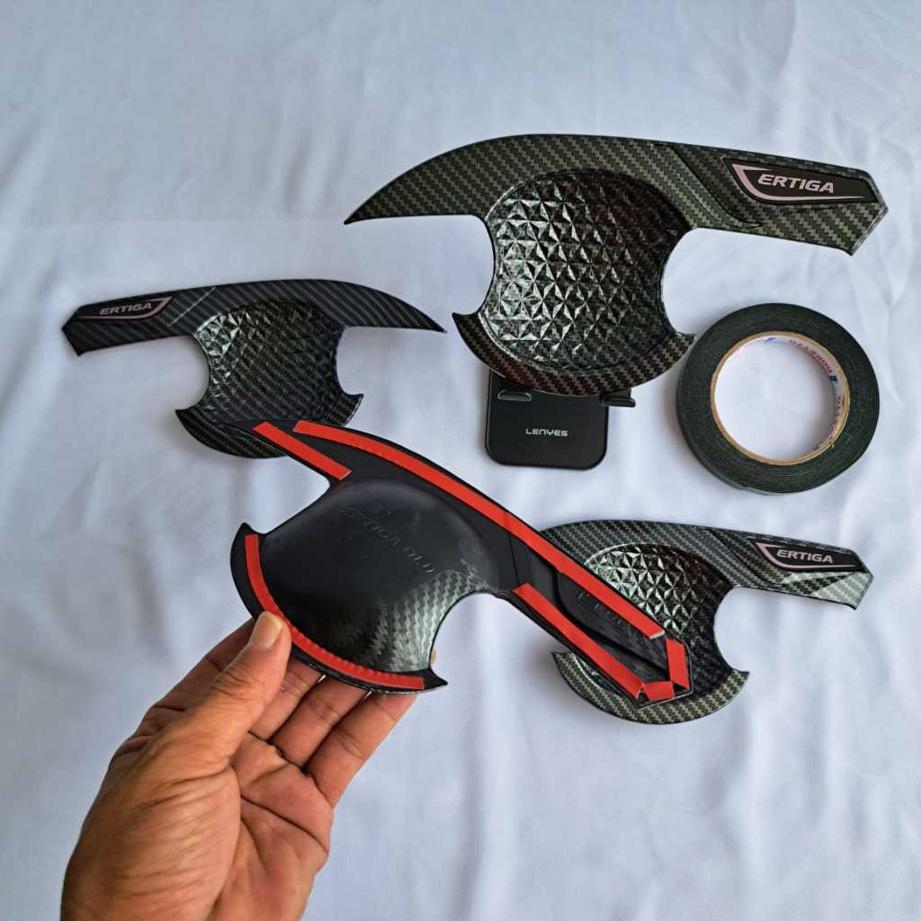 Aksesoris Mobil Ertiga 2012-2017 Outer Pintu Carbon Glossy Packing Dus Aman