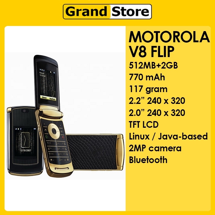 Motorola V8 Flip Original baru fullset Gold Edition Single Sim Lipat Jadul