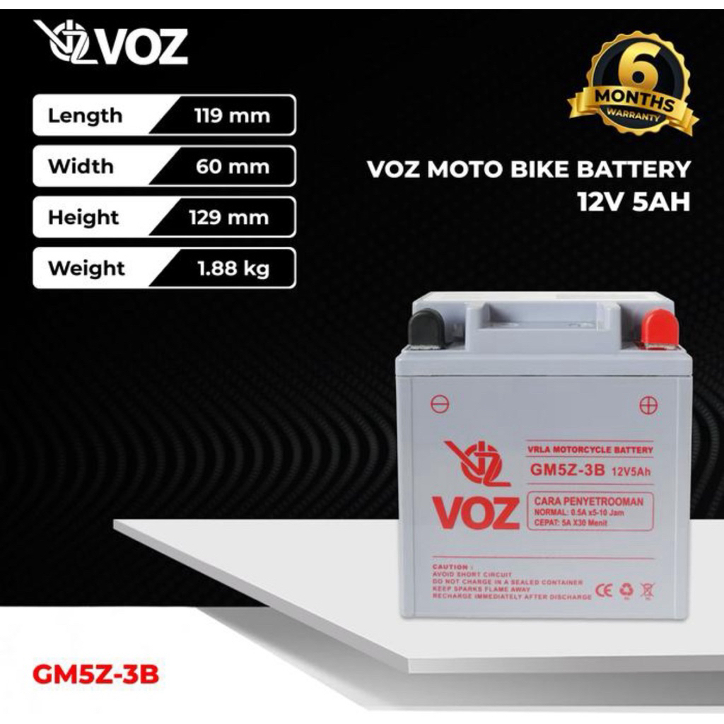 Aki VOZ GM5Z-3B 12V 5ah Aki Motor voz 12v 5ah