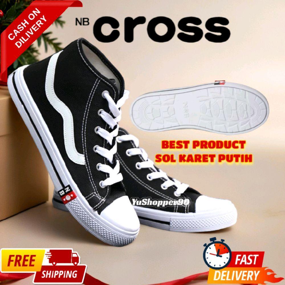 Sepatu Sekolah Tinggi Tali LIST PUTIH (SOL PUTIH) Sepatu Laki-laki Perempuan Hitam Putih Casual Snea