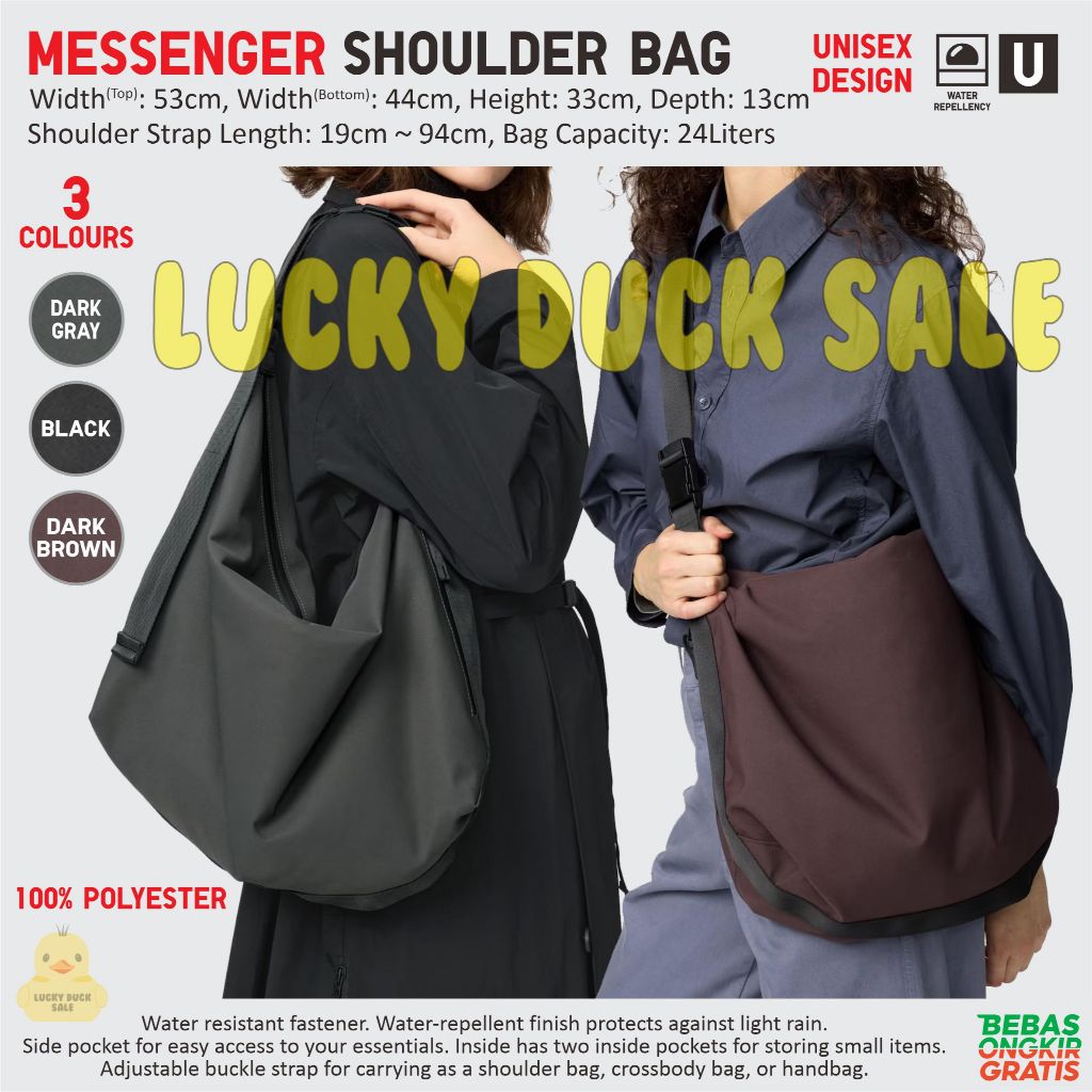UNIQLO Messenger Shoulder Bag Waterproof Tas Bahu Unisex Selempang Tahan Air