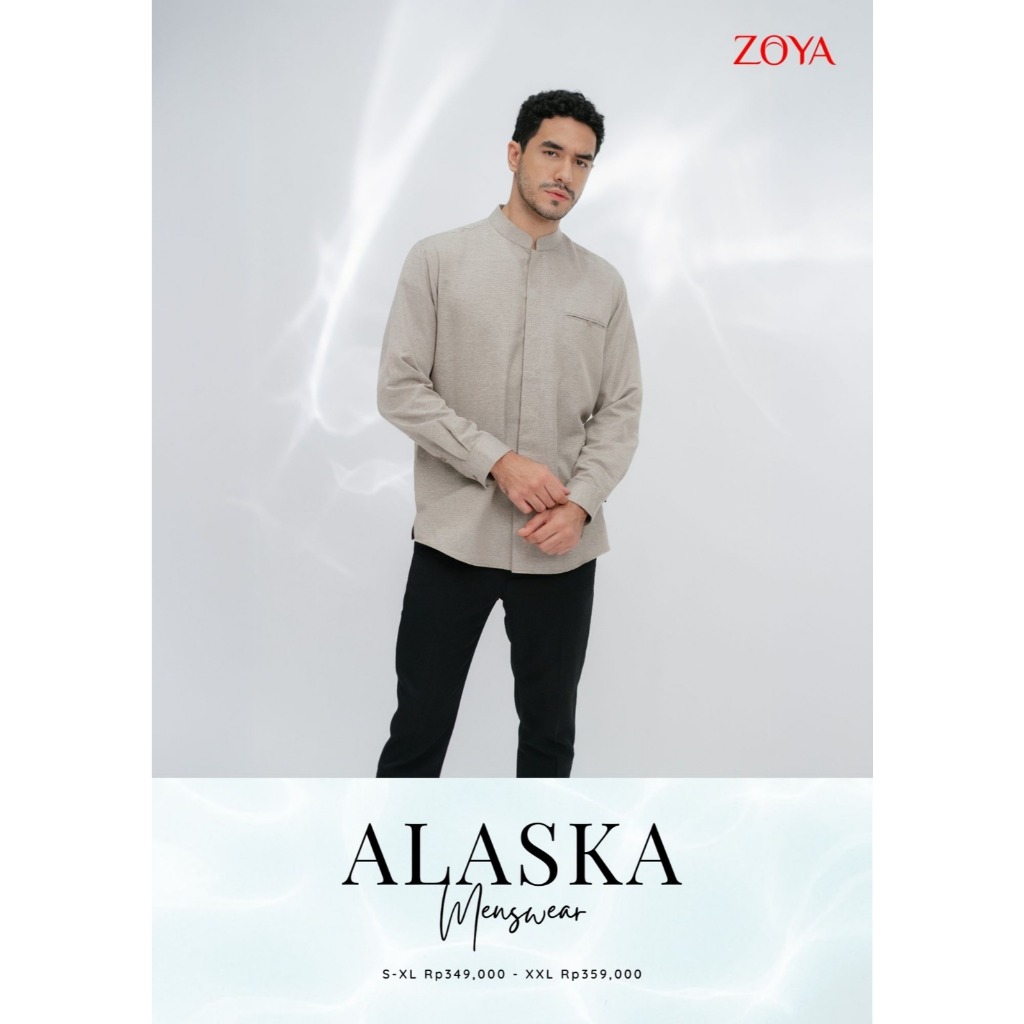 ZOYA Superstore Alaska Menswear Blue - Fashion Muslim Baju Koko Pria Dewasa Lengan Panjang Bahan Pre