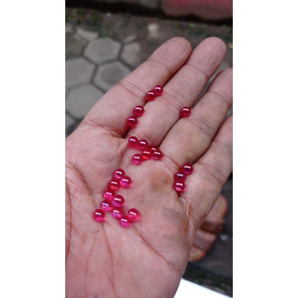 20 pcs ( 1kodi) batu akik bulat kalimaya merah mini 5mm