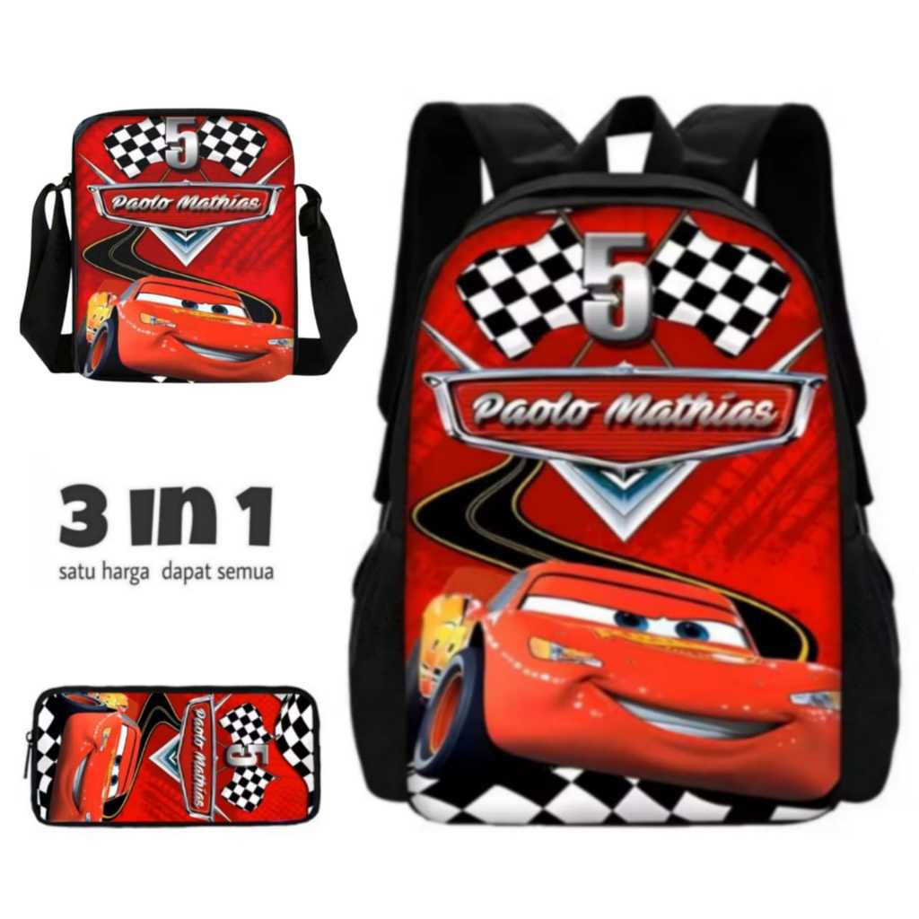 Tas anak laki-laki motif mobil keren - tas sekolah anak laki-laki tk dan sd - tas ransel anak terbar