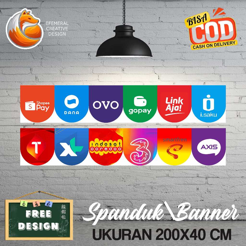 SPANDUK BANNER 220X40 CM KONTER FREE DESIGN,BISA REQUEST DESIGN