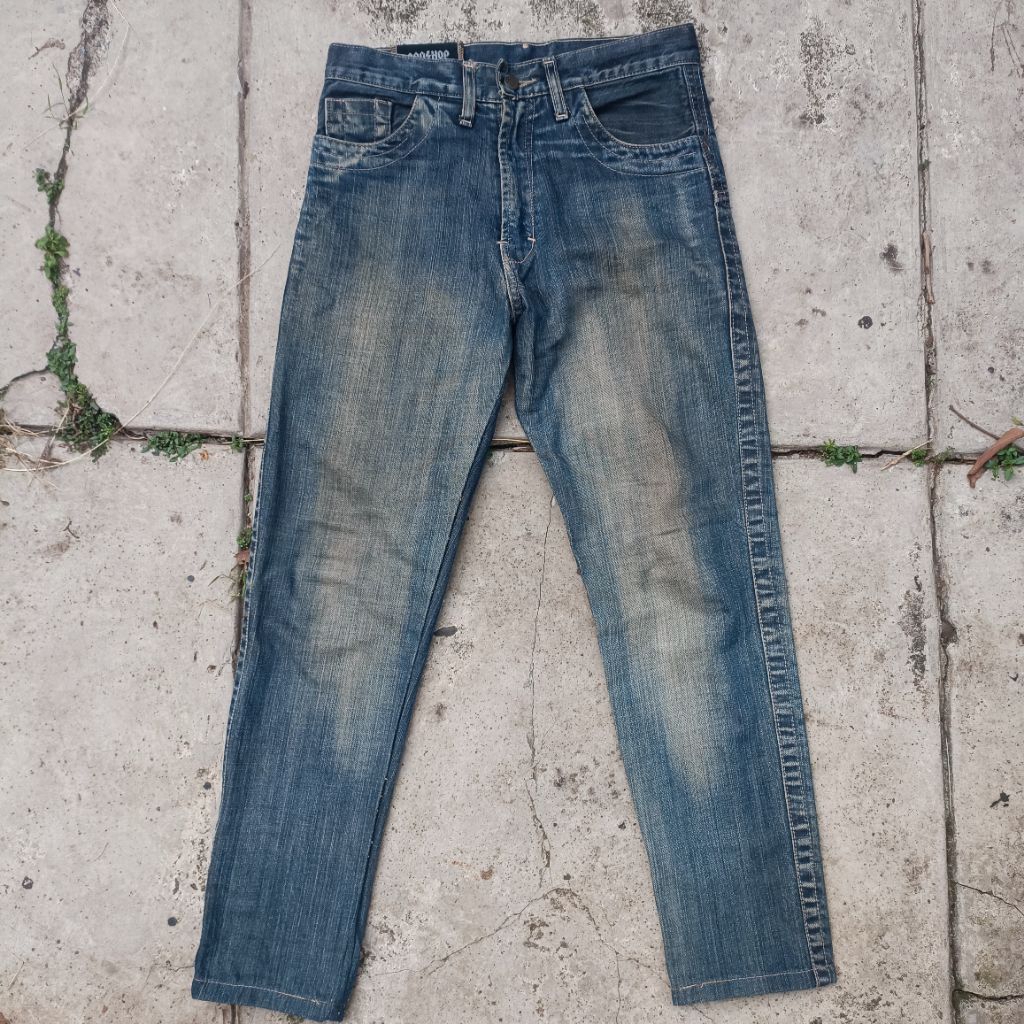Celana jeans denim fading vintage retro