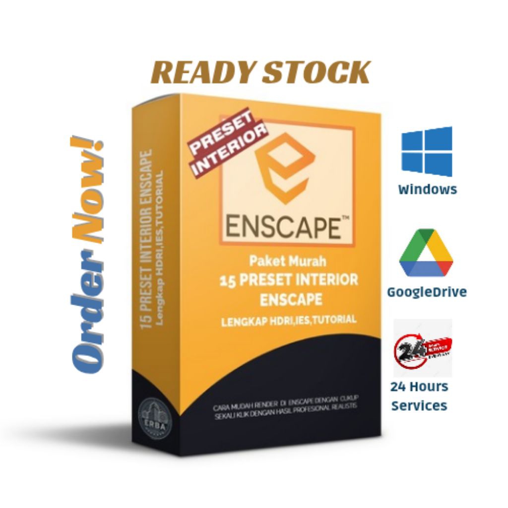 ED25019 - Paket Murah 15 Preset Interior Enscape Lengkap HDRI, IES, 3D Asset, Video Tutorial
