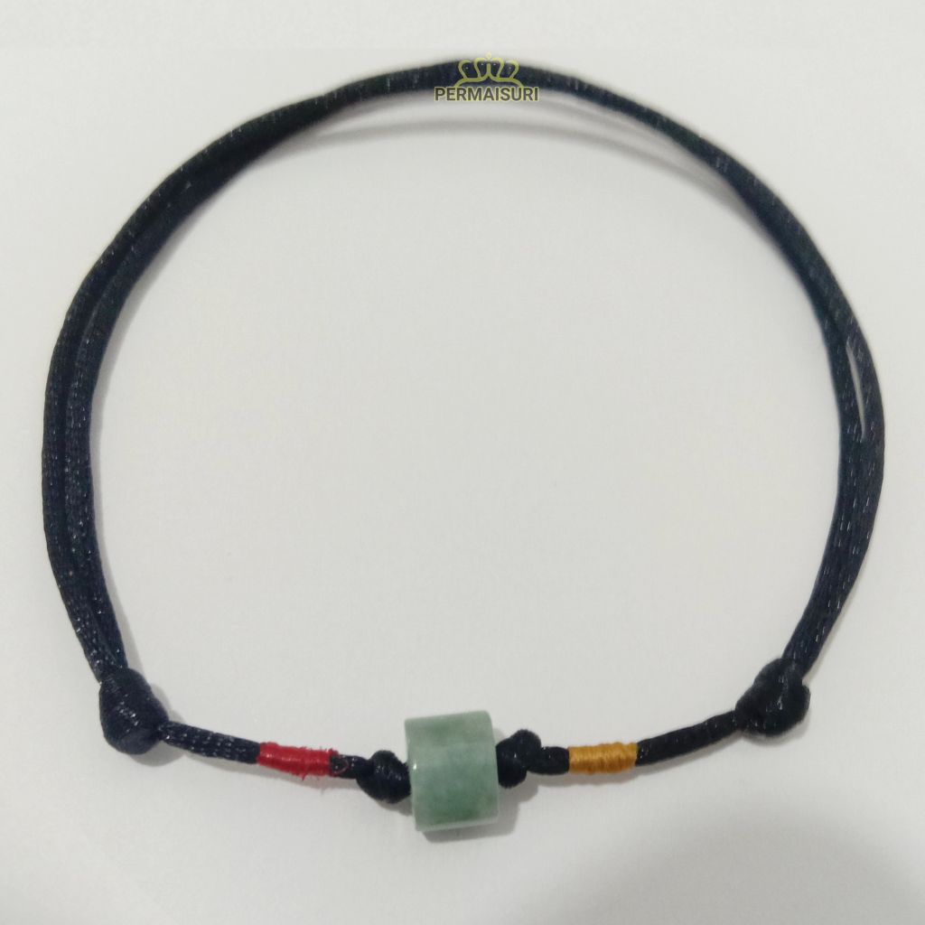 Gelang Giok Burma Asli Tali Satin