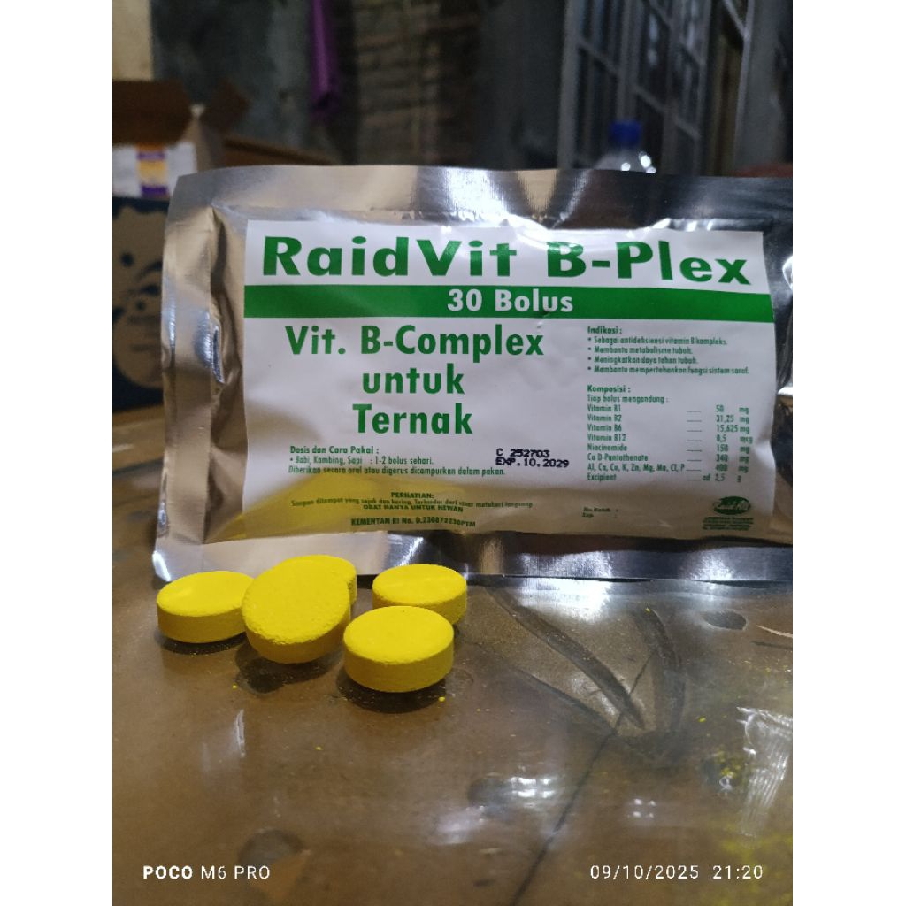 Vitamin b komplek bolus Vitamin ternak iso 30 bolus