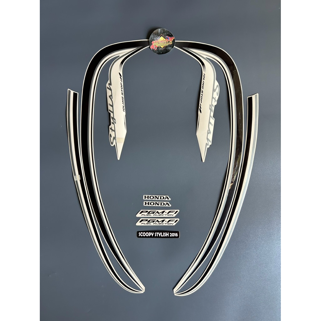 STRIPING STIKER SCOOPY STYLISH 2016 PUTIH CREAM GRADE ORI