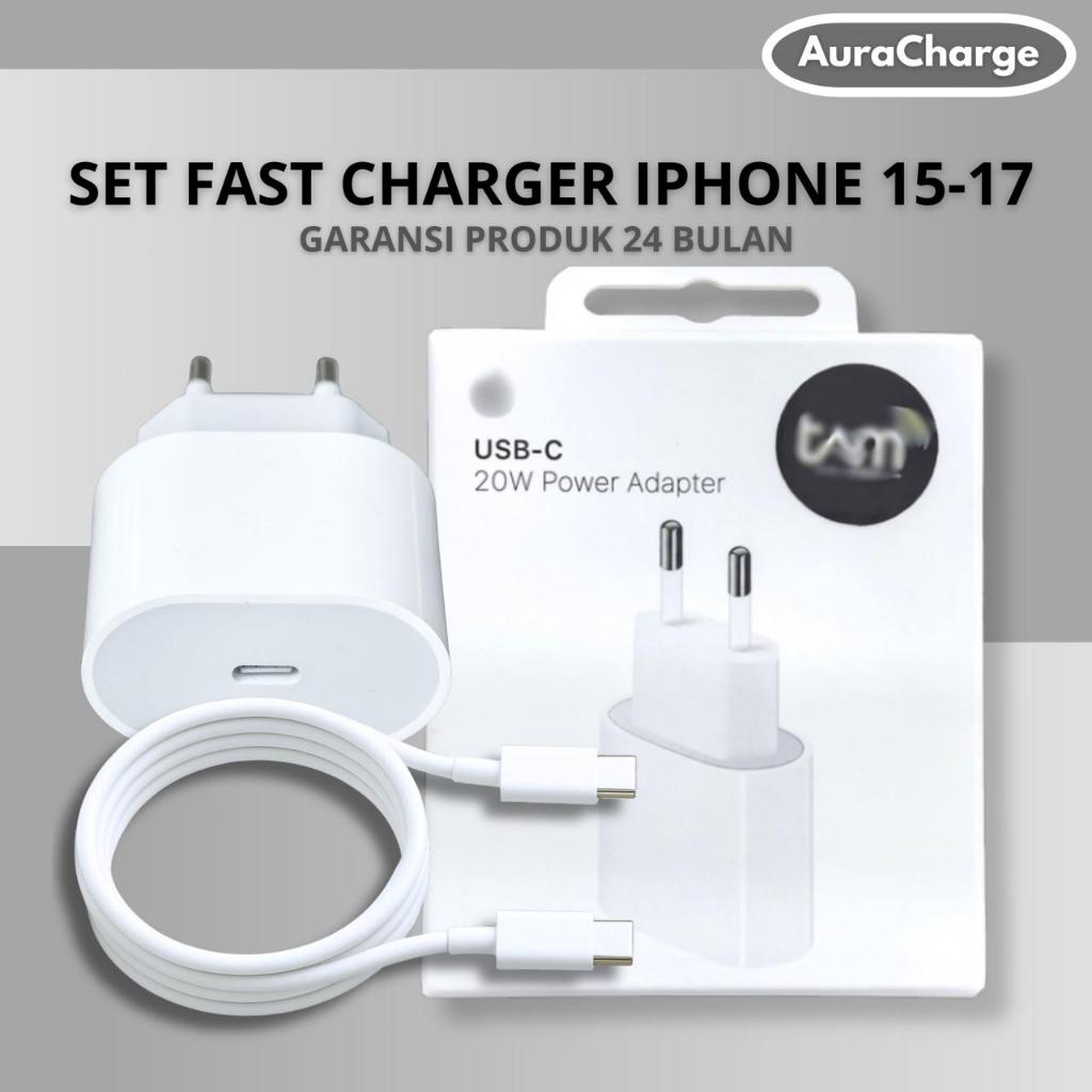 AURACHARGE -MFI Iphone 15-17 Charger 20W Kabel Type C ori