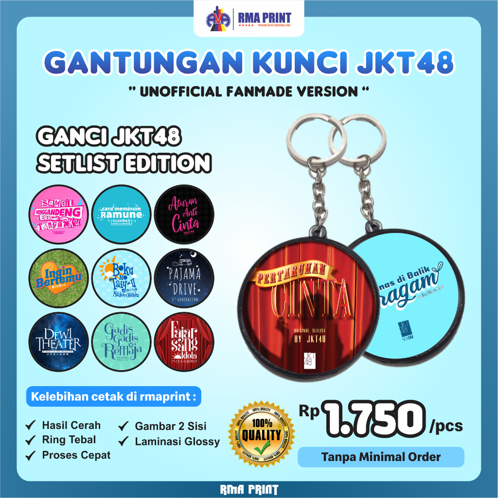 Gantungan Kunci Setlist Jkt48 45mm Bolak-Balik 2sisi