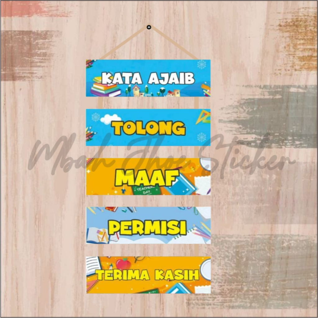 Hiasan dinding sekolah Kata Ajaib 1set isi 5 susun