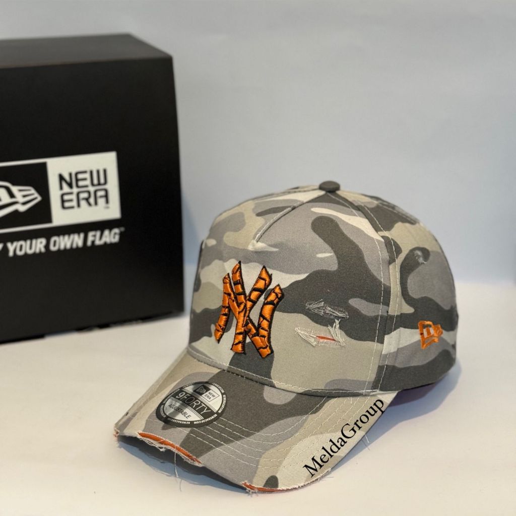 Topi Baseball Modelan Camo Sobek Bordir NY Unisex Pria Wanita Terbaru