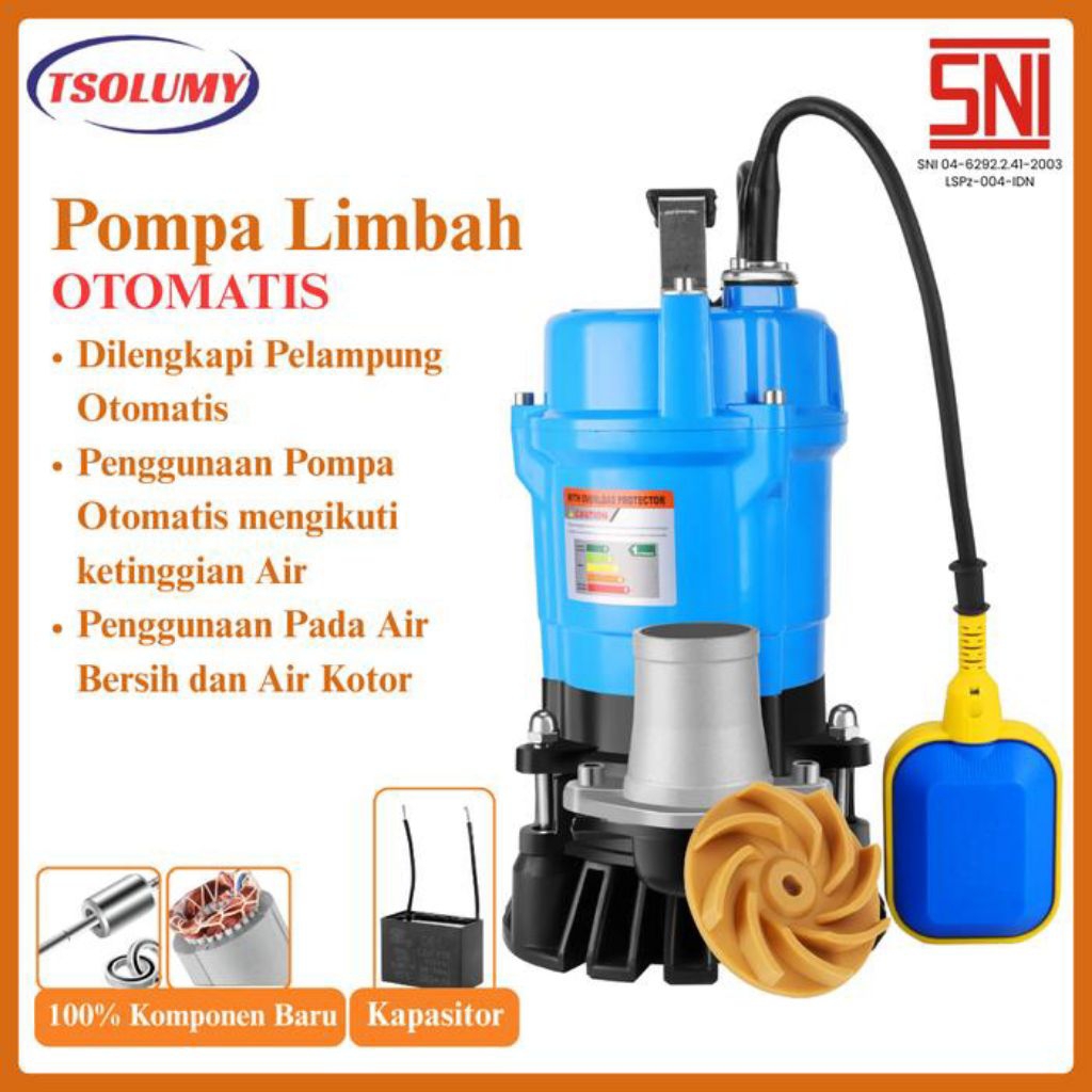 Tsolumy Pompa Celup Air Kotor Air Bersih HS2.4-500W 2inc Pompa Kolam Ikan Pompa Irigasi Pertanian - 