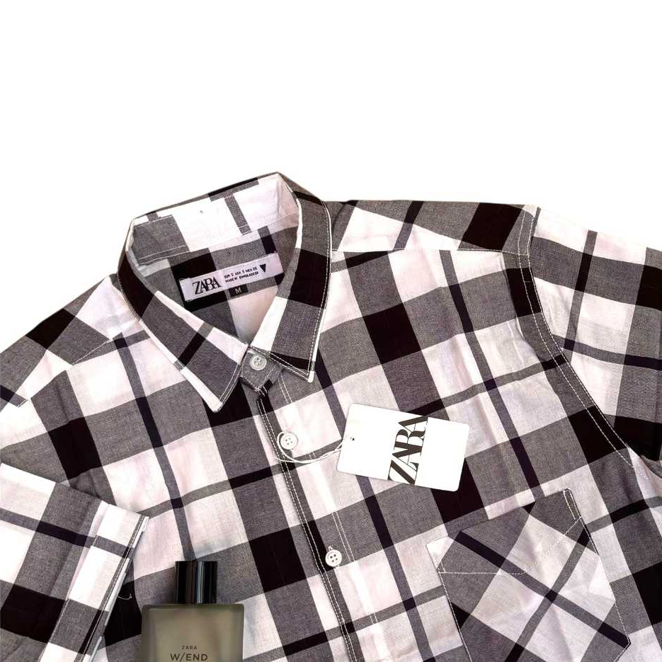 Style Men`s - ZARA Stripe Oxford | Kemeja Pria Lengan Pendek Slimfit Formal