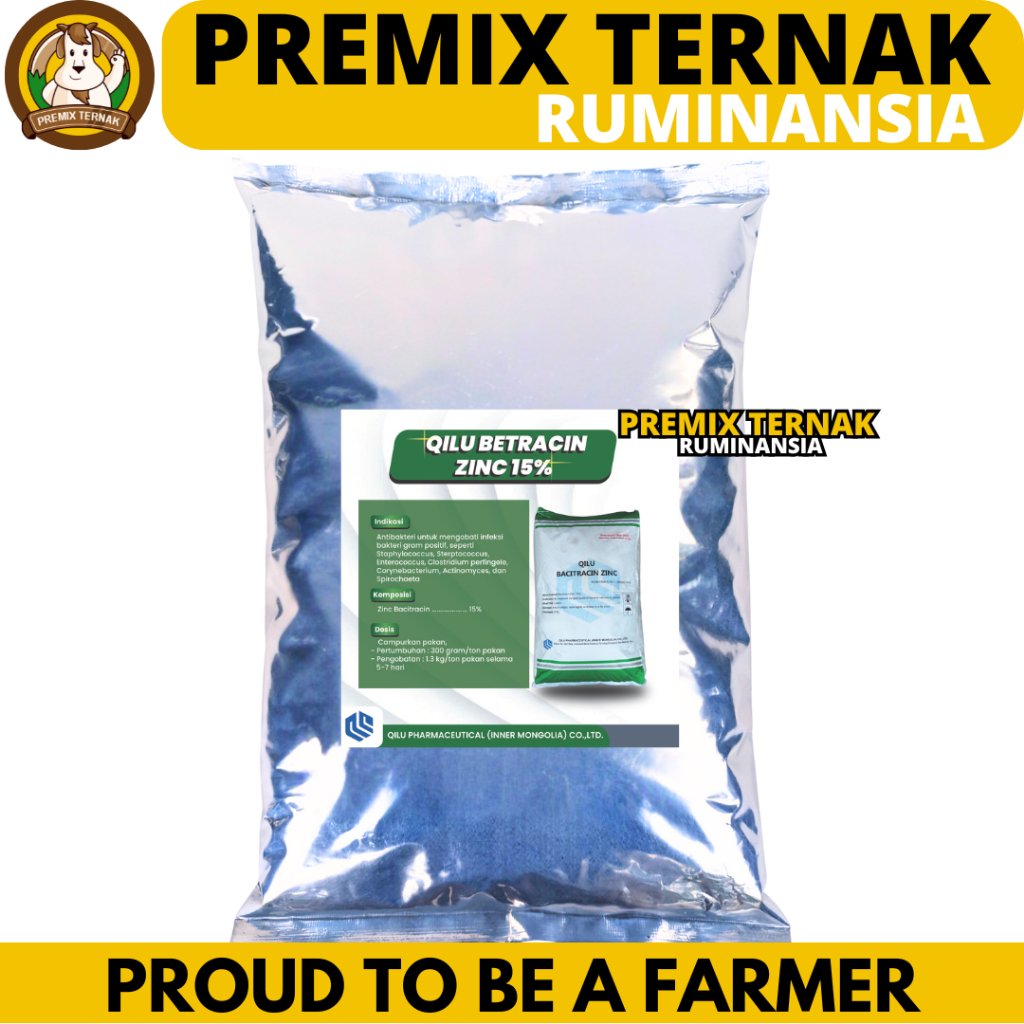 QILU BACITRACIN ZINC 15% - AGP Ayam Broiler Pemacu Pertumbuhan & Penggemukan Ayam Potong Pedaging