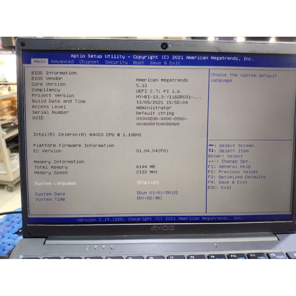 Mobo / mesin / motherboard axioo mybook 14f N4020 6GB