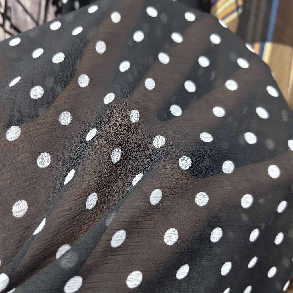 KAIN SIFON KRINGKEL PREMIUM MOTIF POLKADOT SISA GARMENT - KAIN SIFON YORYU MOTIF DOT - KAIN SIFON MO