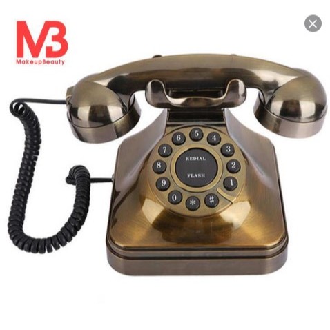 Retro Bronze Telepon Dial Vintage Telepon Rumah Desktop Caller