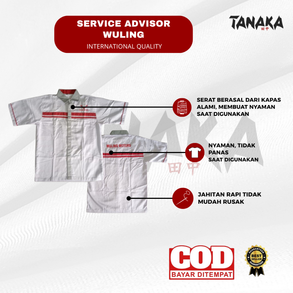 Seragam Wuling | Baju Mekanik Wuling | Baju Abu Wuling | Kemeja Abu Wuling | Baju Mekanik Wuling