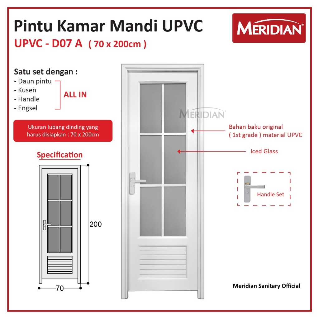 Pintu UPVC MERIDIAN - UPVC D07A (70X200cm)