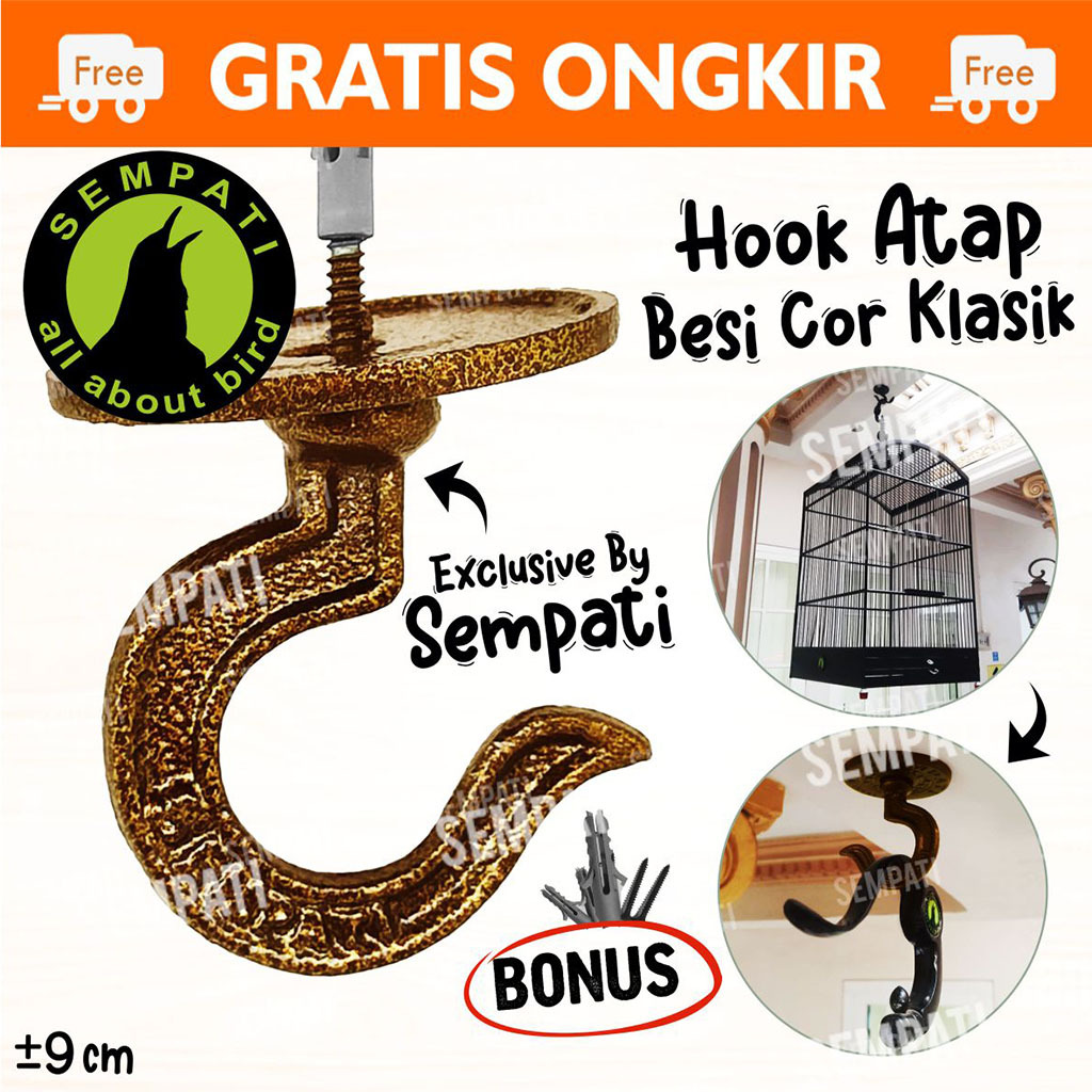 SEMPATI GANTUNGAN ATAP PLAFON ULIR BESI CHROME COR SUPER TEBAL SEMPATI GANTUNGAN KAPSTOK SCREWHOOK C