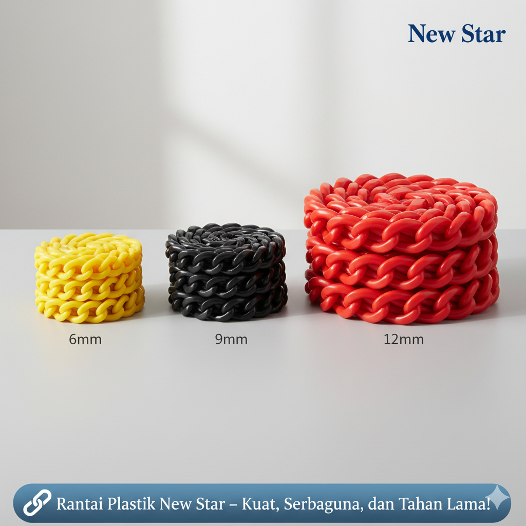 Rantai Plastik PVC Super 6mm 9mm 12mm. 1pcs=1meter.Talang. Antrian. Etalase. Baju. Pembatas Parkiran