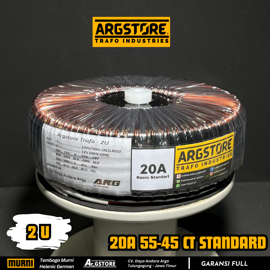 Trafo toroid donat 20A 55V CT Helenic German